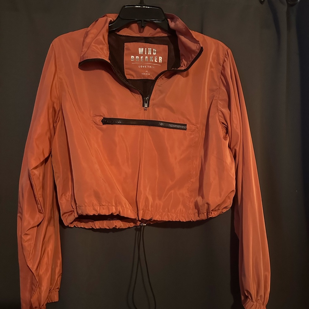 Love Tree crop top windbreaker, coral/pink, size medium